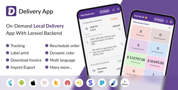 Delivery App - On Demand Delivery System Flutter App with bidding system | Courier App