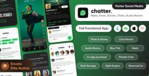 Chatter : TikTok Social Media Short Video, Reels, Chats, Posts, Stories, Audio Room: Flutter/Laravel