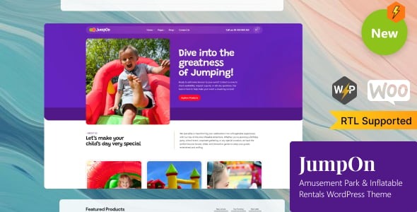 JumpOn - Amusement Park & Inflatable Rentals WordPress Theme