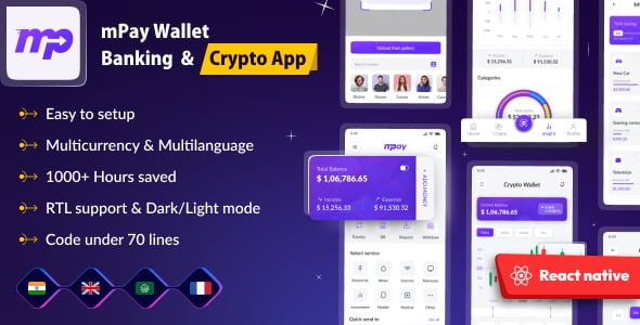 Mpay - Banking & E-Money Wallet | FinPay | Finance | Money Transfer | Wallet | React Native Ui Kit