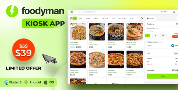 Foodyman - Restaurant Self-ordering KIOSK App (iOS, Android)