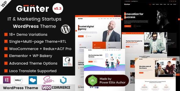 Gunter - IT Company & SEO Marketing Portfolio WordPress Theme