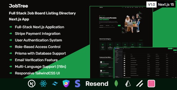 JobTree - Full Stack Job Board Listing Directory Next.js App
