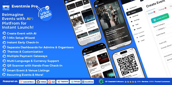 Eventmie Pro 3.0 - Event Ticket Selling & Management Multi-vendor Platform | Create Event with AI