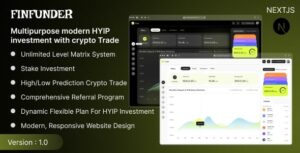 FinFunder – NextJS User Dashboard for Matrix & HYIP Investments with Crypto Trading