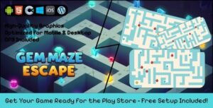 Gem Maze Escape - Construct 3 Game (HTML5, AdMob, C3P)