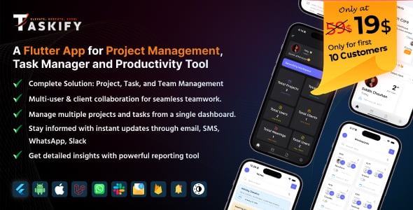 Taskify Flutter App - Project Management, Task Manager and Productivity Tool