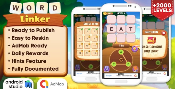 Word Linker - Puzzle Game Android Studio Project with AdMob Ads + Ready to Publish