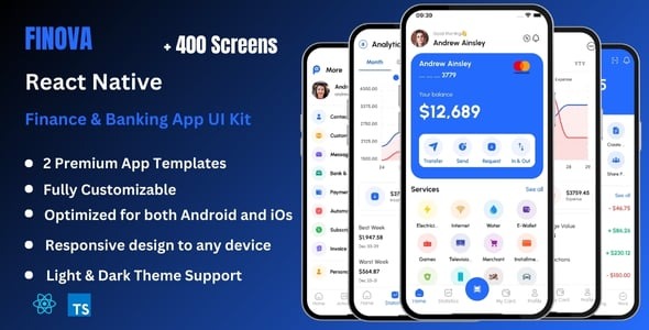 Finova - Finance, Banking, & Online Payment React Native CLI Ui Kit