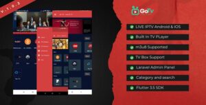 Go TV Live TV App Uisng Flutter for Android & IOS , TV Box with admin panel