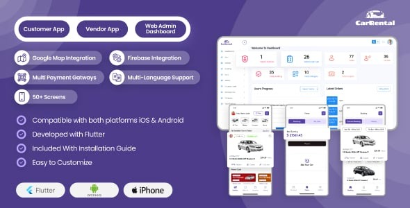 Rental Solution | Best Car Rental App | Complete Taxi Rental System | Vehicle Rental App Solution