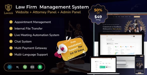 Lawstick - Law Firm Management System | User Panel | Attorney Panel | Admin Panel (MERN)