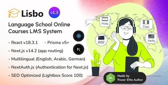 Lisbo - Language School Online Courses LMS System built with Next.js & React v19
