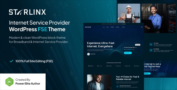 Starlinx – Broadband & Internet Service Provider FSE WordPress Theme