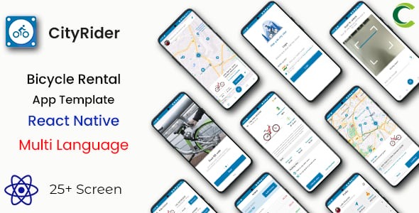 Bicycle Rental App Template in React Native | CityRider | Multi Language