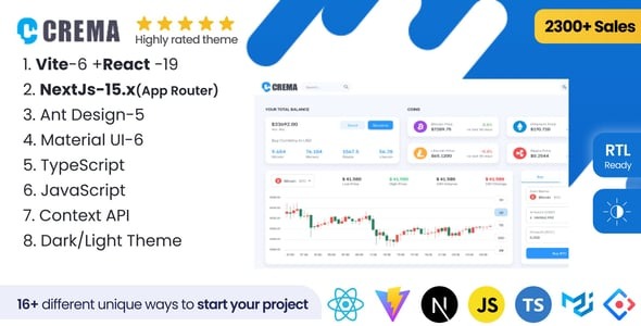 Crema - React Admin Template Material Design and Ant Design(Nextjs+CRA+Vite)