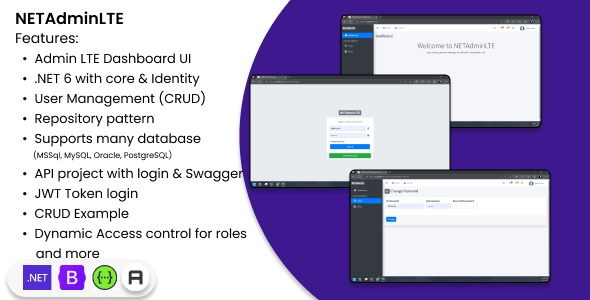 .NET 6 MVC with AdminLTE & API Starter Kit + Authentication, User Management