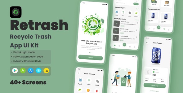 Retrash - Recycle Trash App React Native CLI Ui Kit