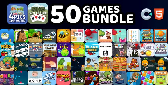 50 HTML5 Games Bundle ( with Construct 3 files )