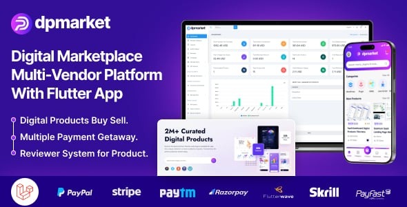 Dpmarket - Digital Marketplace Multi-Vendor Flutter App With Laravel Admin Panel