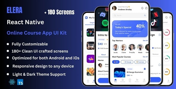 Elera Pro - Online Course & E-Learning React Native CLI App Ui Kit