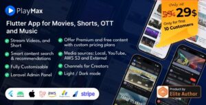 Playmax Flutter app for Online Videos, Reels & Shorts with Laravel Admin Panel
