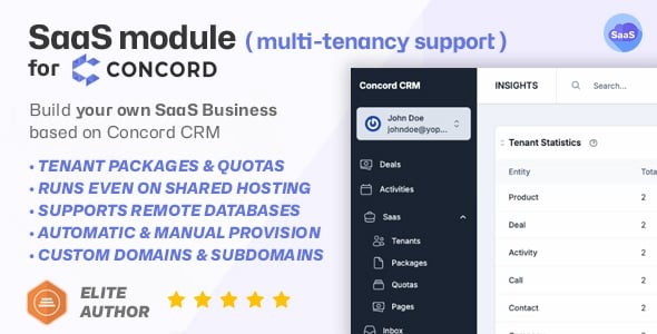 SaaS module for Concord - Transform your CRM into a Powerful Multi-Tenancy Solution