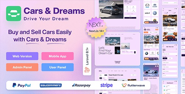 Car Buy-Sell full classified | Flutter Mobile App, Laravel API, Next.js Web