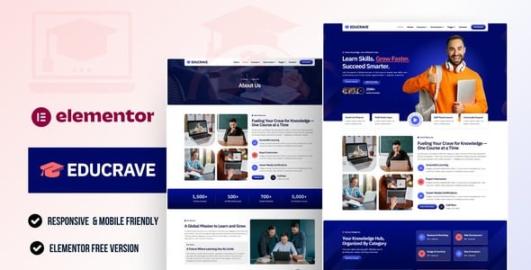 Educrave - Online Courses & Education Elementor Pro Template Kits