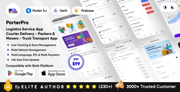 PorterPro - Logistics Service App - Courier - Packers & Movers - Truck Transport Complete Solution