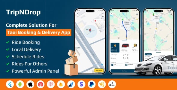 TripNDrop – Taxi & Delivery Booking App with Driver, Rider & Admin Panel