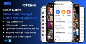 Zomo Pro - Video Conferencing & Online Meeting React Native CLI App UI Kit