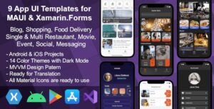 9 App UI Templates for MAUI .Net 8 and Xamarin: Shopping, Blog, Food Delivery, Movie, Event & more