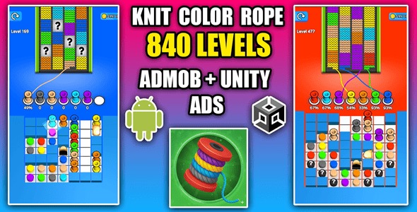 Knit Color Rope Sort Jam Puzzle Unity Source Code