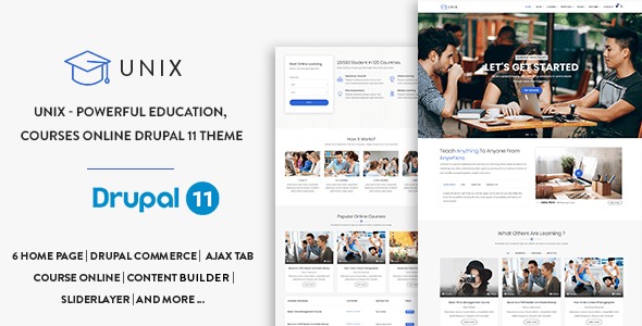Unix - Powerful Education, Courses Online Drupal 11 Theme