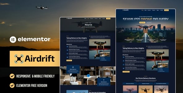 Airdrift – Drone Delivery Elementor Template Kit