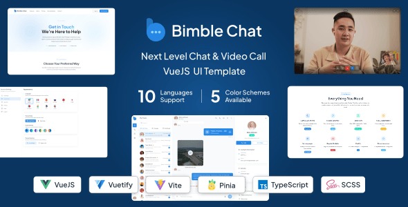 Bimble Chat – VueJS + Vuetify Chat App UI Template