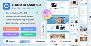 Full eCommerce Classified– Flutter (Android, iOS), Next.js Web, React Admin, Laravel API
