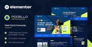 Podello - Padel Club & Community Elementor Template Kit