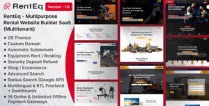 RentEq- Multitenant Multipurpose Rental Website (with Ecommerce) Builder