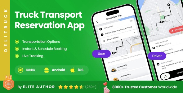 4 App Template | Truck Delivery | Logistics | Driver Assignment | IONIC | DeliTruck