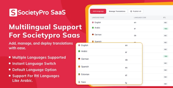 Language Pack Module for SocietyPro SAAS