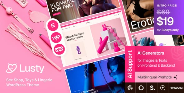 Lusty - Sex Shop, Toys & Lingerie WordPress Theme