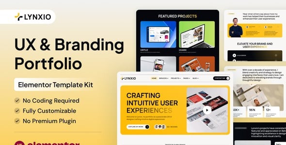 Lynxio - UX & Branding Portfolio Elementor Template Kit