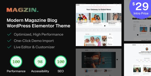 Magzin – Modern High-Performance Blog WordPress Elementor Theme